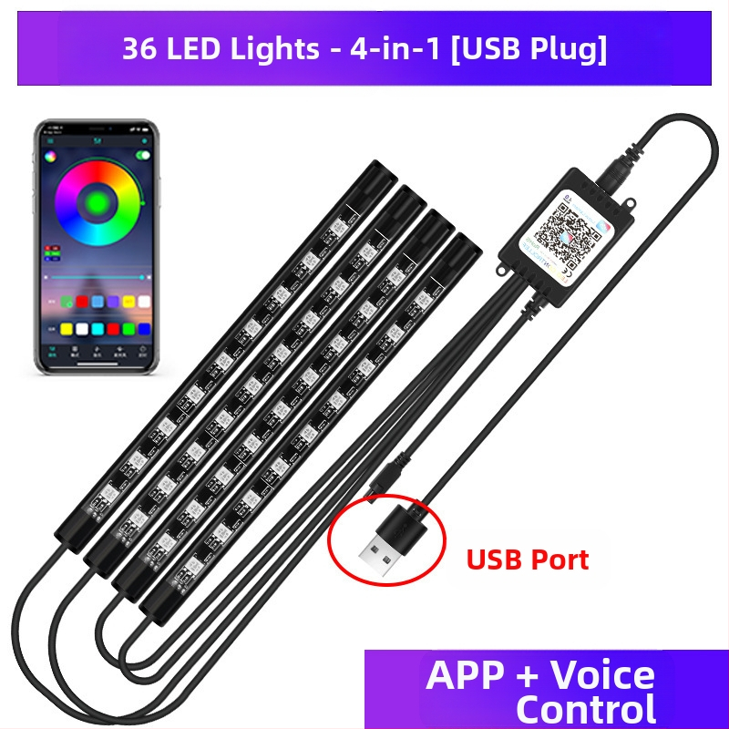 Automašīnas lukturis, automašīnas salona modifikācijas nesaturoša, krāsaina LED gāzes lampa, automašīnas USB zoles salona lampa, mūzikas ritma lampa