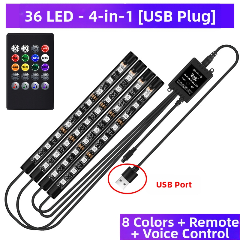 Automašīnas lukturis, automašīnas salona modifikācijas nesaturoša, krāsaina LED gāzes lampa, automašīnas USB zoles salona lampa, mūzikas ritma lampa