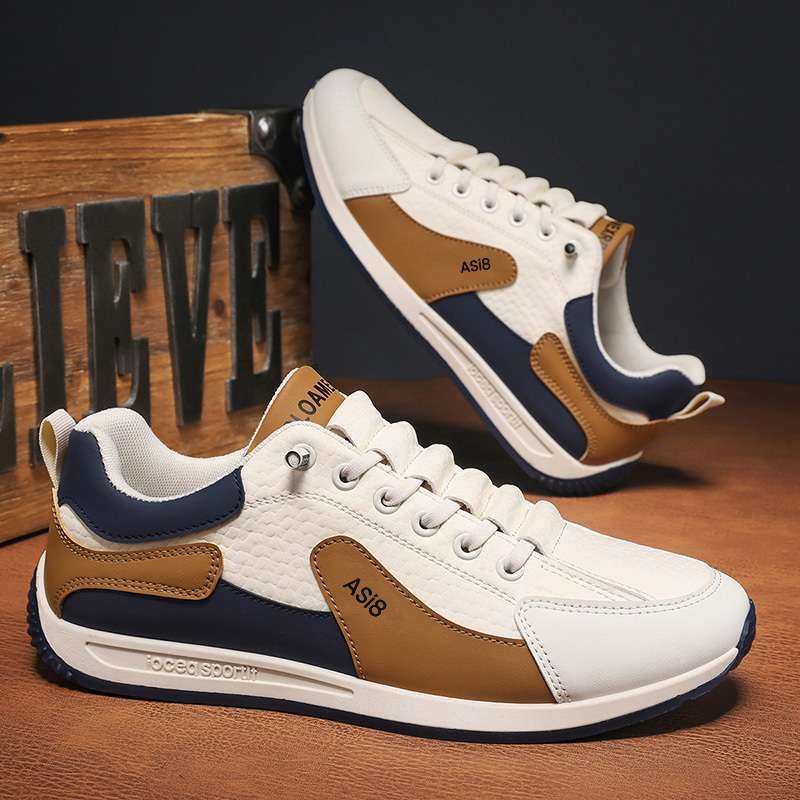 Nauji pavasariniai, aukštos klasės laisvalaikio batai, vasariniai „Forrest Gump“ vyriški batai, minkštapadiai balti sportbačiai, sportiniai „tėčio“ odiniai batai, universalūs madingi batai