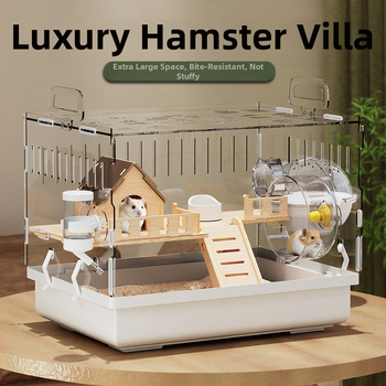 Клетка за хамстери "Златна мечка", специална акрилна голяма прозрачна луксозна вила, кутия за разплод, играчки, евтин комплект