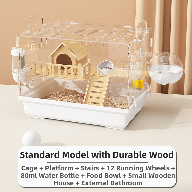 Клетка за хамстери "Златна мечка", специална акрилна голяма прозрачна луксозна вила, кутия за разплод, играчки, евтин комплект