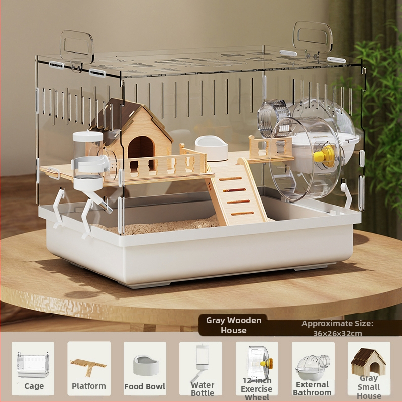 Клетка за хамстери "Златна мечка", специална акрилна голяма прозрачна луксозна вила, кутия за разплод, играчки, евтин комплект
