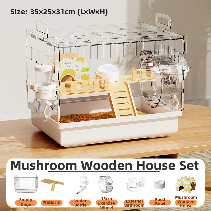 Клетка за хамстери "Златна мечка", специална акрилна голяма прозрачна луксозна вила, кутия за разплод, играчки, евтин комплект