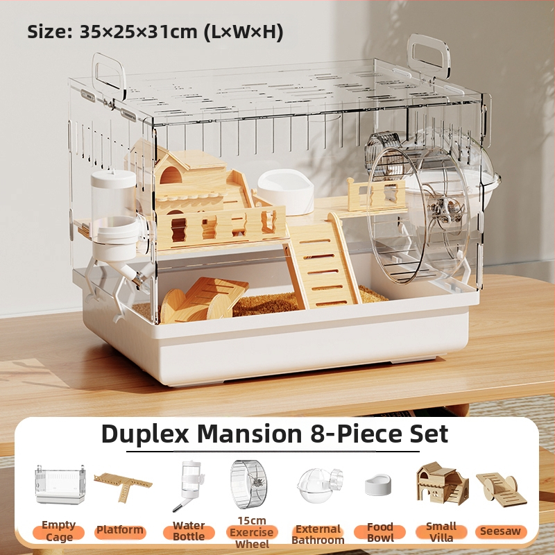 Клетка за хамстери "Златна мечка", специална акрилна голяма прозрачна луксозна вила, кутия за разплод, играчки, евтин комплект