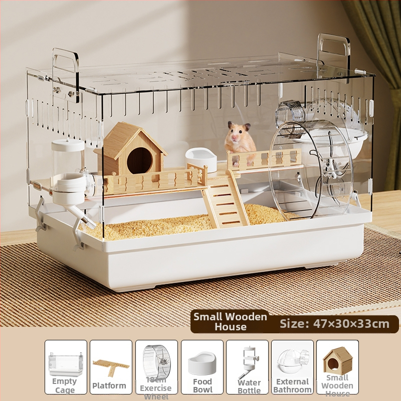 Клетка за хамстери "Златна мечка", специална акрилна голяма прозрачна луксозна вила, кутия за разплод, играчки, евтин комплект