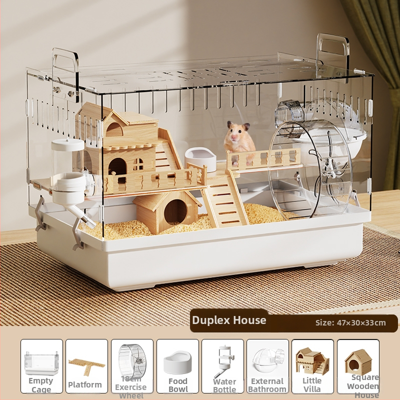 Клетка за хамстери "Златна мечка", специална акрилна голяма прозрачна луксозна вила, кутия за разплод, играчки, евтин комплект