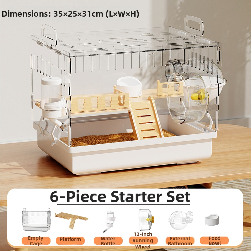 Клетка за хамстери "Златна мечка", специална акрилна голяма прозрачна луксозна вила, кутия за разплод, играчки, евтин комплект