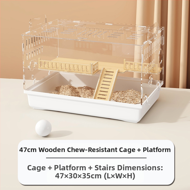 Клетка за хамстери "Златна мечка", специална акрилна голяма прозрачна луксозна вила, кутия за разплод, играчки, евтин комплект