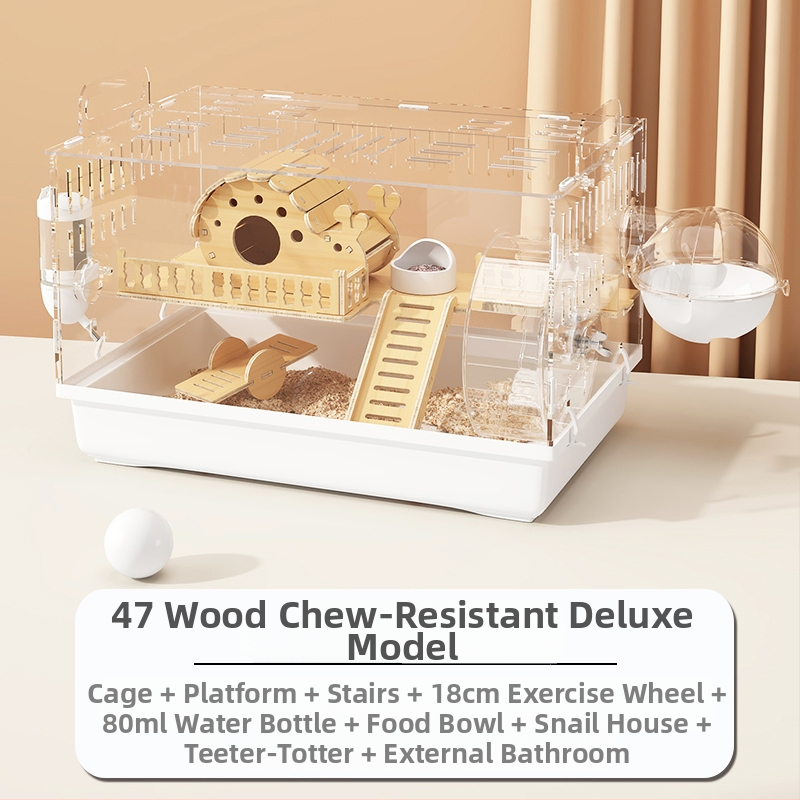 Клетка за хамстери "Златна мечка", специална акрилна голяма прозрачна луксозна вила, кутия за разплод, играчки, евтин комплект