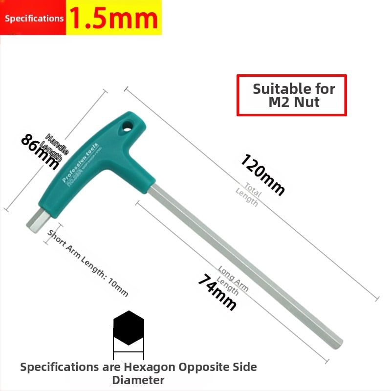 T-tüüpi kuusnurkne mutrivõti, ühekordne pikendatud meetriline lamepeaga kuusnurkne kruvikeeraja, 6 nurktööriista 2