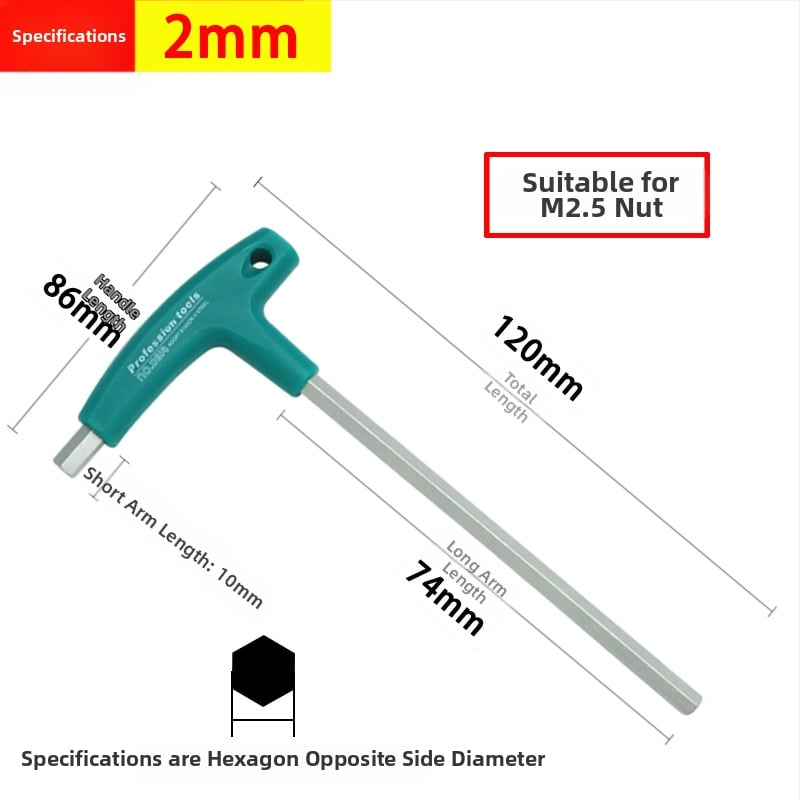 T-tüüpi kuusnurkne mutrivõti, ühekordne pikendatud meetriline lamepeaga kuusnurkne kruvikeeraja, 6 nurktööriista 2