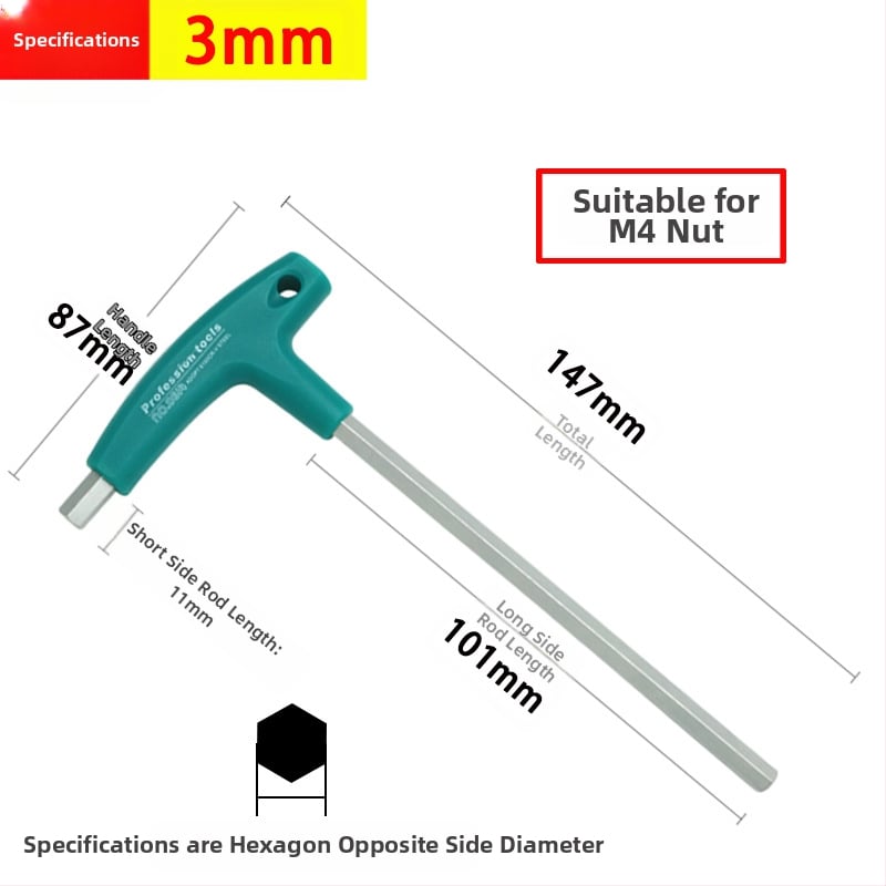 T-tüüpi kuusnurkne mutrivõti, ühekordne pikendatud meetriline lamepeaga kuusnurkne kruvikeeraja, 6 nurktööriista 2