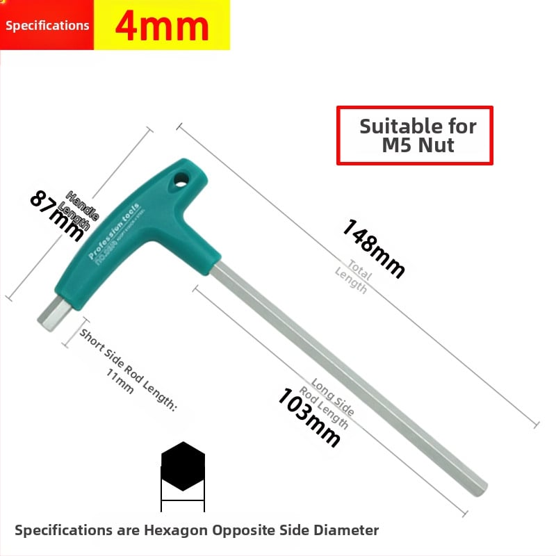 T-tüüpi kuusnurkne mutrivõti, ühekordne pikendatud meetriline lamepeaga kuusnurkne kruvikeeraja, 6 nurktööriista 2