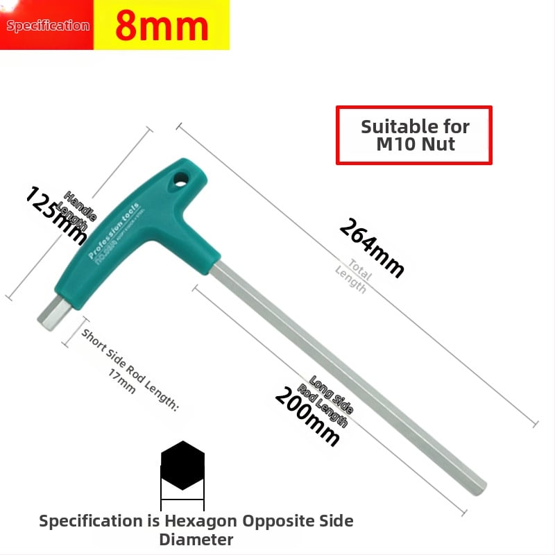 T-tüüpi kuusnurkne mutrivõti, ühekordne pikendatud meetriline lamepeaga kuusnurkne kruvikeeraja, 6 nurktööriista 2