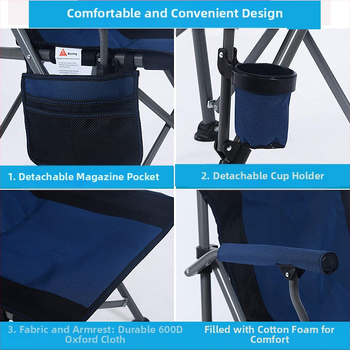 Εξωτερική πτυσσόμενη καρέκλα με πλάτη, υποβραχιόνιο, κάθισμα με κύπελλο, πλευρική τσέπη, καρέκλα ψαρέματος με παχύρρευστη φορητή καρέκλα σκηνοθέτη