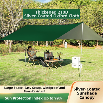 Melna gumijas nojume āra telts saules aizsargs saules aizsarga audums sabiezināts lietus necaurlaidīgs Oksfordas audums kempingam 6-20 cilvēkiem daudzfunkcionāls nojumes audums