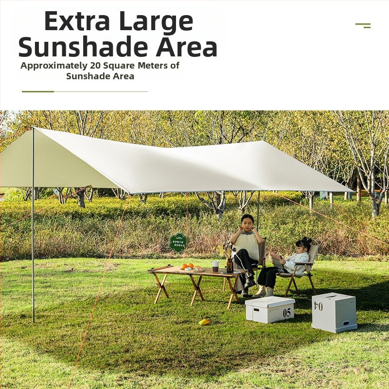 Черен гумен балдахин за външна палатка, слънцезащитен крем, слънцезащитен плат, удебелен дъждоустойчив плат Оксфорд, къмпинг 6-20 души, многофункционален плат за балдахин