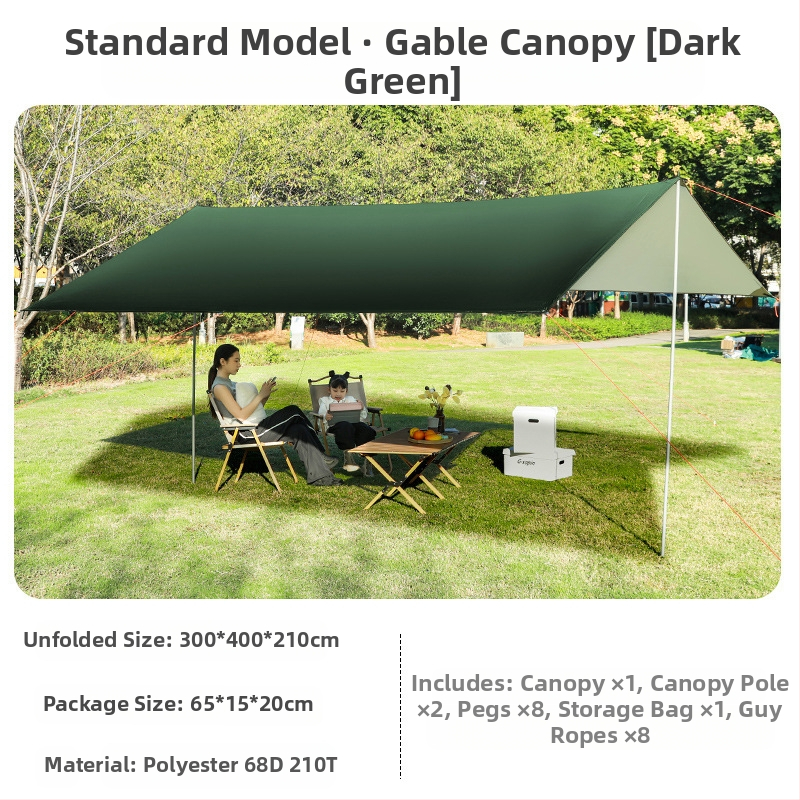 Melna gumijas nojume āra telts saules aizsargs saules aizsarga audums sabiezināts lietus necaurlaidīgs Oksfordas audums kempingam 6-20 cilvēkiem daudzfunkcionāls nojumes audums