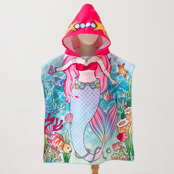 Individualus vaikiškas vonios rankšluostis su chalatu, minkštas, greitai džiūstantis, animacinių filmukų atspausdintas mikropluošto gobtuvas su gobtuvu ir paplūdimio rankšluostis