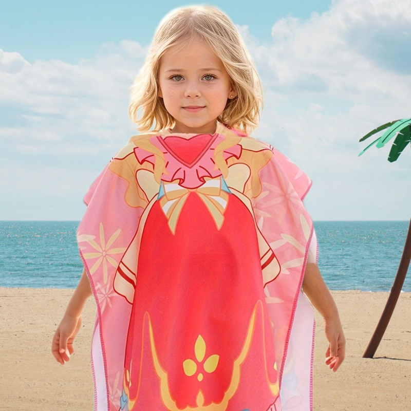 Individualus vaikiškas vonios rankšluostis su chalatu, minkštas, greitai džiūstantis, animacinių filmukų atspausdintas mikropluošto gobtuvas su gobtuvu ir paplūdimio rankšluostis