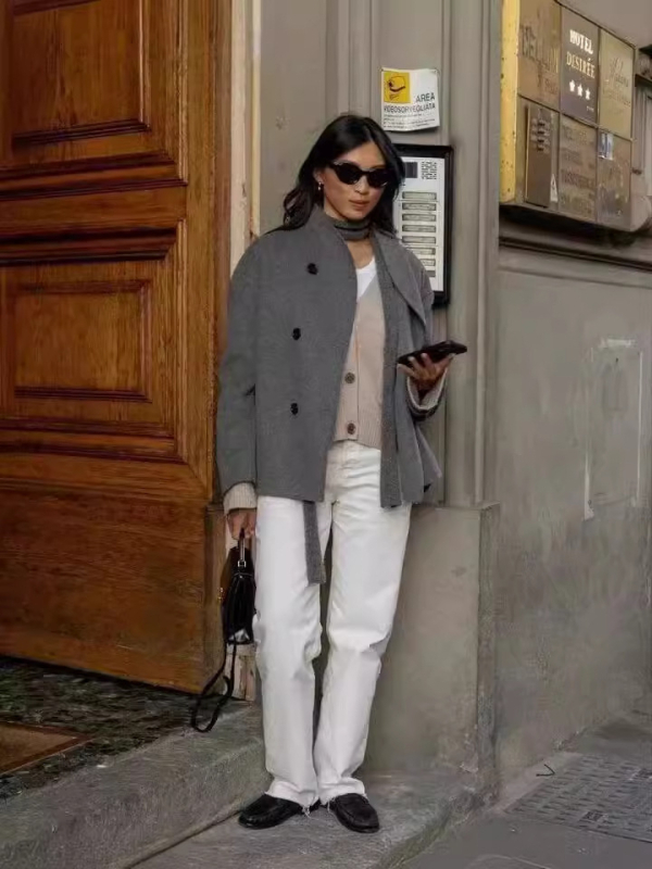 Euroopa suuruses piiriülene laos Naiste kaherealine ühevärviline villane mantel Vabaaja elegantne Briti stiilis universaalne topp naistele