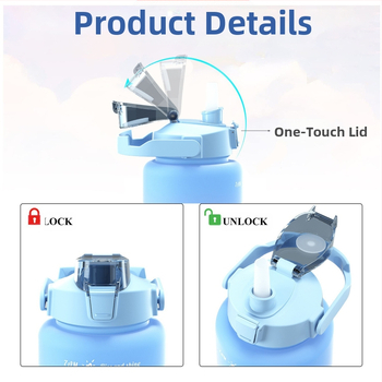 Σετ τριών τεμαχίων από ποτήρια, πλαστικό ποτήρι νερού με διαβάθμιση χρώματος, αθλητικό μπουκάλι νερού, αναδυόμενο καπάκι, σετ ποτηριών σε σχήμα ουράνιου τόξου, φορητό, στεγανό