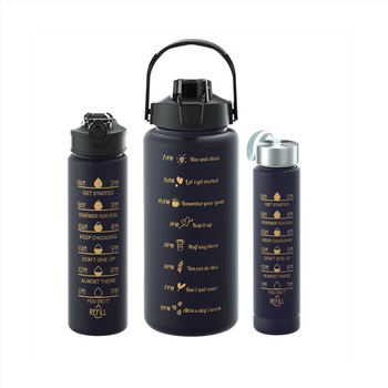 Σετ τριών τεμαχίων από ποτήρια, πλαστικό ποτήρι νερού με διαβάθμιση χρώματος, αθλητικό μπουκάλι νερού, αναδυόμενο καπάκι, σετ ποτηριών σε σχήμα ουράνιου τόξου, φορητό, στεγανό