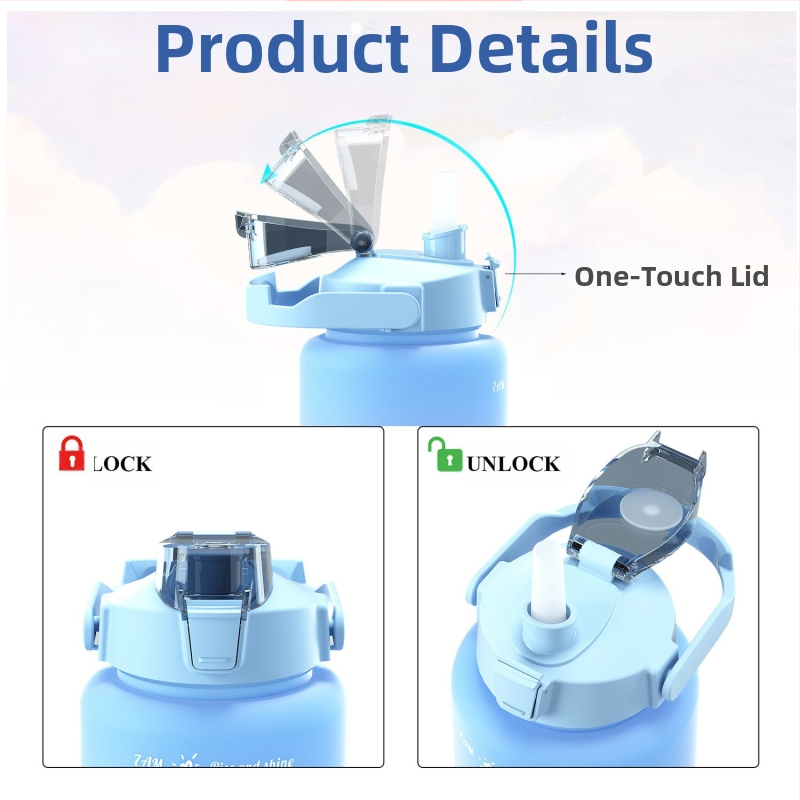 Комплект от три чаши, пластмасова чаша за вода с градиентен цвят, спортна бутилка за вода, капак с отварящ се капак, комплект чаши с цветовете на дъгата, преносима, херметична
