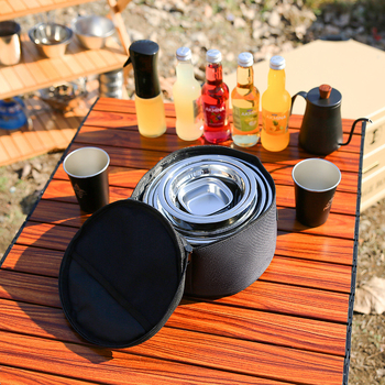 Εξωτερικά επιτραπέζια σκεύη Φορητή στολή 304 από ανοξείδωτο ατσάλι Μπολ πιάτων Chopsticks Πιάτο πικνίκ για κάμπινγκ Πιάτο φρούτων για κάμπινγκ Ταξίδια