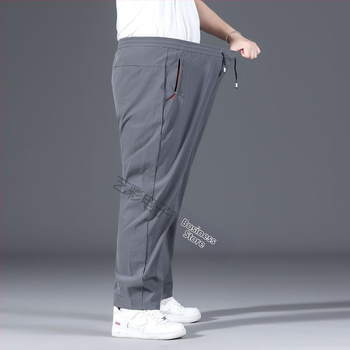 Παντελόνι Plus Size Ανδρικό, Χαλαρό, Ίσιο, Αθλητικό, Casual Παντελόνι, Άνοιξη και Καλοκαίρι, Νέο, Ελαστικό, Μέσης, Plus Fat, Παντελόνι Plus Size από Μεταξωτό Πάγο