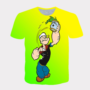 Διασυνοριακό εξωτερικό εμπόριο μόδας T-shirt με φαρδιά στρογγυλή λαιμόκοψη, ανδρικό μοντέρνο κοντομάνικο Popeye, ψηφιακή εκτύπωση, μονοκόμματο, παράδοση