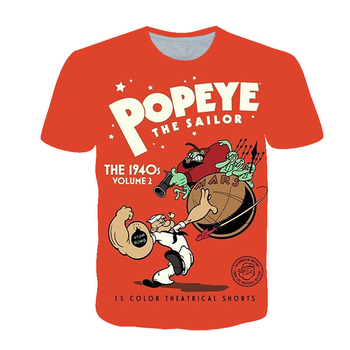 Διασυνοριακό εξωτερικό εμπόριο μόδας T-shirt με φαρδιά στρογγυλή λαιμόκοψη, ανδρικό μοντέρνο κοντομάνικο Popeye, ψηφιακή εκτύπωση, μονοκόμματο, παράδοση