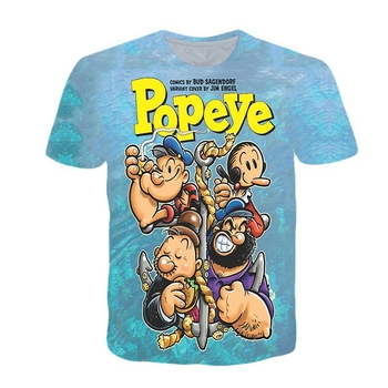 Διασυνοριακό εξωτερικό εμπόριο μόδας T-shirt με φαρδιά στρογγυλή λαιμόκοψη, ανδρικό μοντέρνο κοντομάνικο Popeye, ψηφιακή εκτύπωση, μονοκόμματο, παράδοση