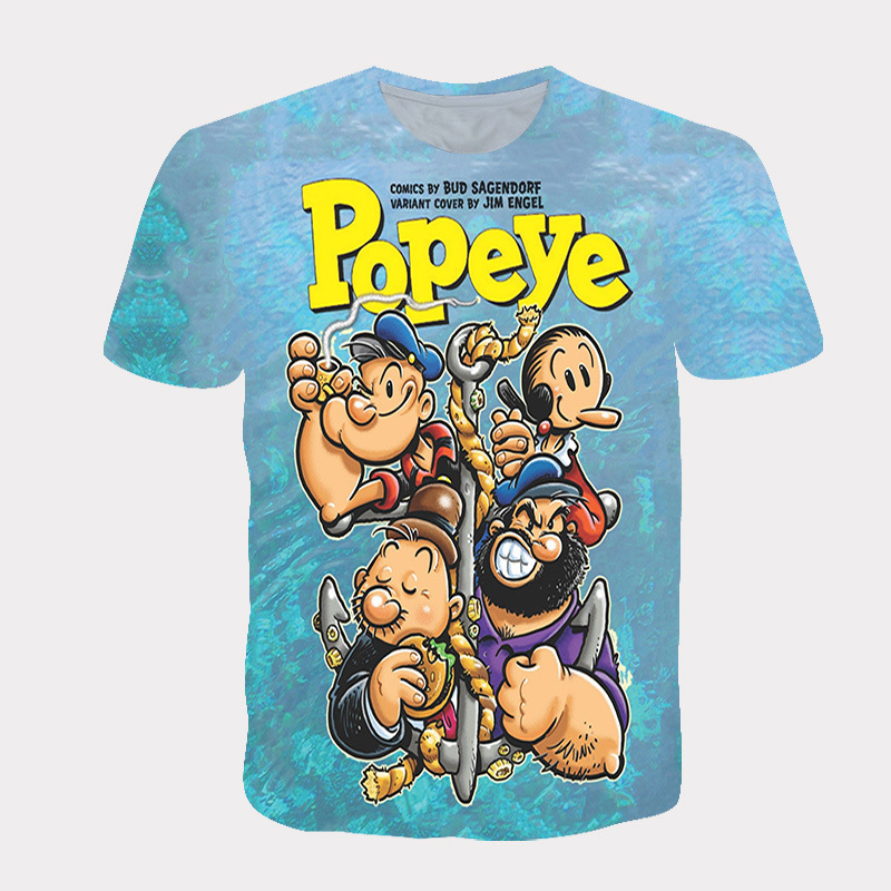Трансгранична външна търговия модна тениска свободна кръгла врата мъжка мода къс ръкав Popeye дигитален печат едно парче доставка