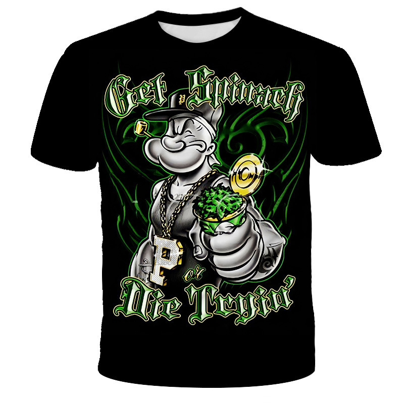 Трансгранична външна търговия модна тениска свободна кръгла врата мъжка мода къс ръкав Popeye дигитален печат едно парче доставка