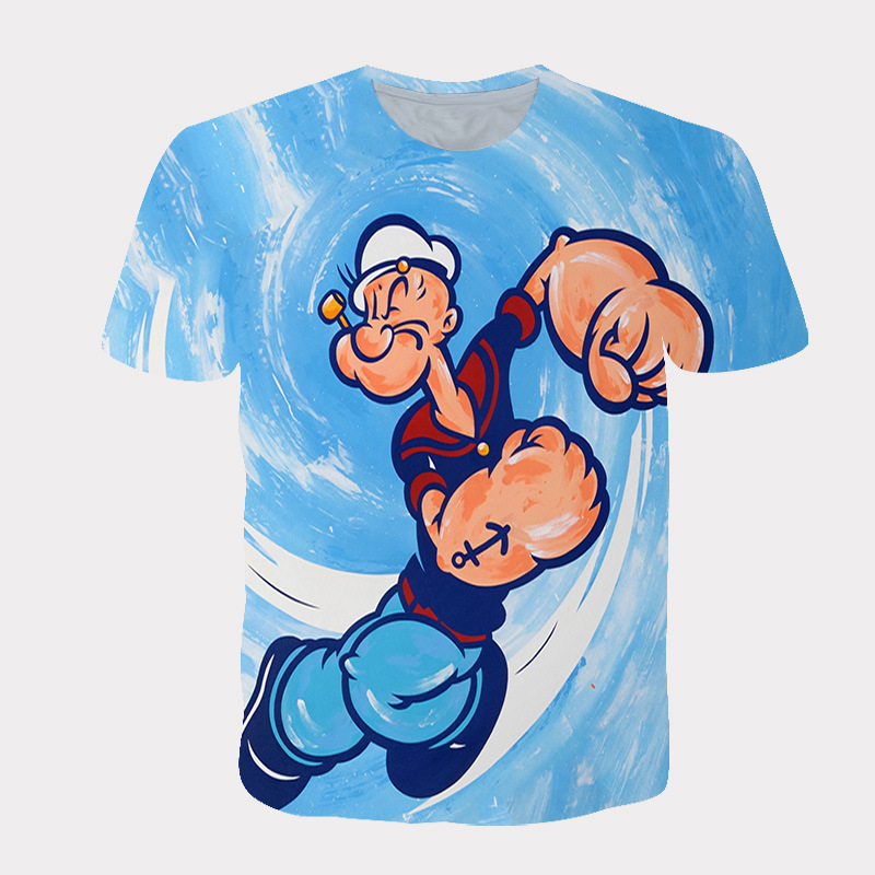 Трансгранична външна търговия модна тениска свободна кръгла врата мъжка мода къс ръкав Popeye дигитален печат едно парче доставка