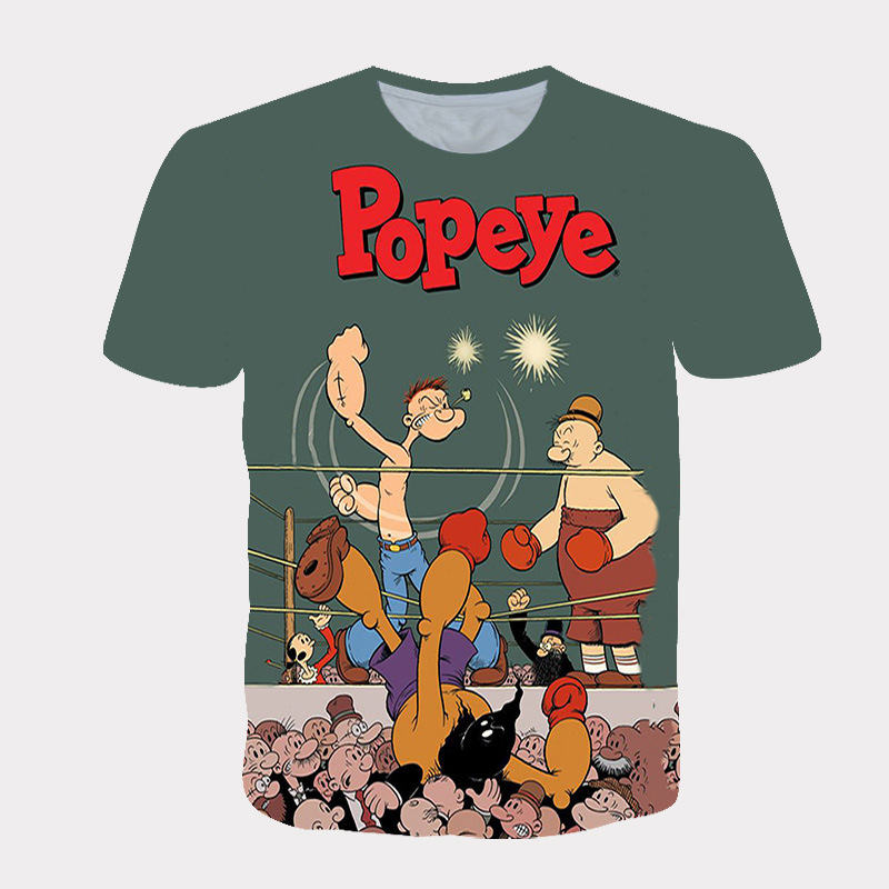 Трансгранична външна търговия модна тениска свободна кръгла врата мъжка мода къс ръкав Popeye дигитален печат едно парче доставка