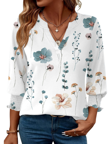 2025 Amazon Ευρώπη και Ηνωμένες Πολιτείες επτά μανίκια με λαιμόκοψη V χαλαρό μπλουζάκι μόδας εκτύπωση αναψυχής διασυνοριακό εξωτερικό εμπόριο νέο