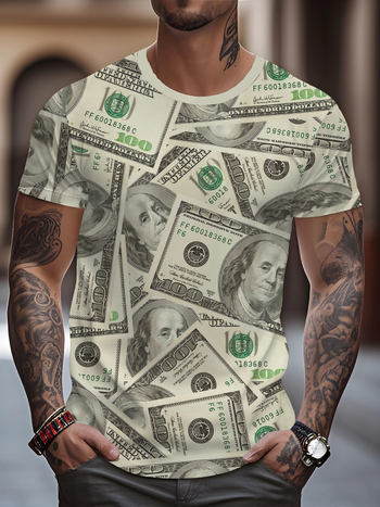 Νέο ανδρικό μπλουζάκι Street Fashion Cross-Border της Amazon, casual, σπορ, 3D ψηφιακή εκτύπωση, στρογγυλή λαιμόκοψη, κοντομάνικο τοπ