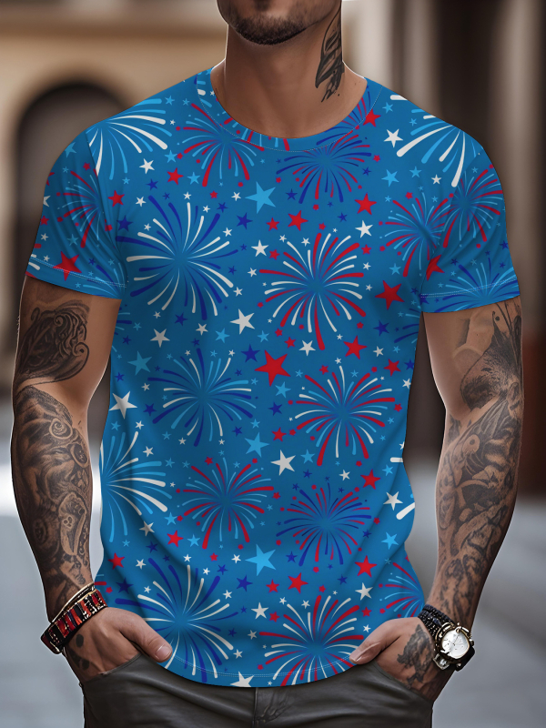 Νέο ανδρικό μπλουζάκι Street Fashion Cross-Border της Amazon, casual, σπορ, 3D ψηφιακή εκτύπωση, στρογγυλή λαιμόκοψη, κοντομάνικο τοπ