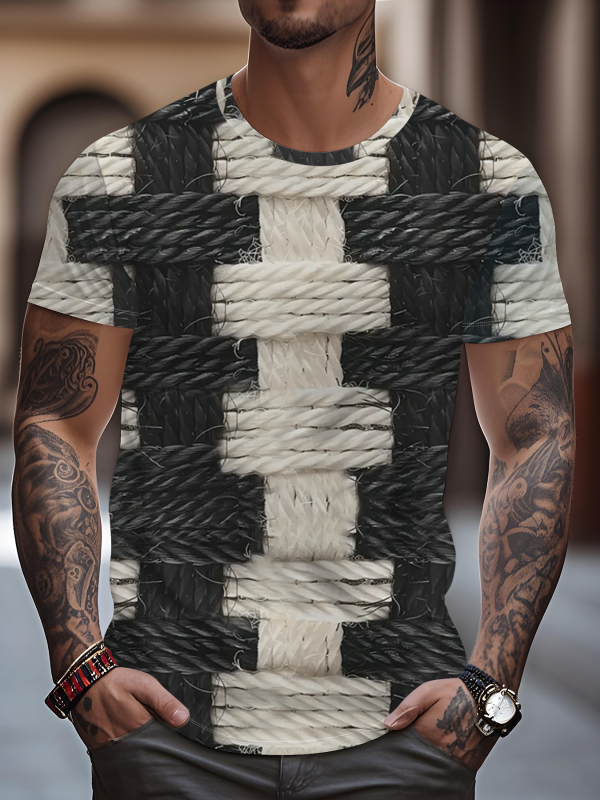 Νέο ανδρικό μπλουζάκι Street Fashion Cross-Border της Amazon, casual, σπορ, 3D ψηφιακή εκτύπωση, στρογγυλή λαιμόκοψη, κοντομάνικο τοπ