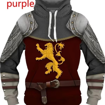 2024 Moda bărbaților imprimare digitală 3D poartă uniformă cămașă stil învechit cavaler armură model glugă transfrontalieră