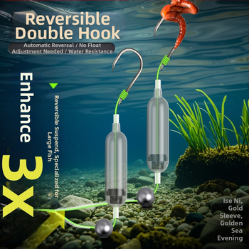 Dvigubas kabliukas su apsauga nuo užsikimšimo, apdirbtas europietiško stiliaus karpių kabliukas su atvirkštiniu dugniniu kabliuku, auksinis kabliukas, auksinis jūros vakarinis kabliukas su apsauga nuo užsikimšimo, dugninis kabliukas