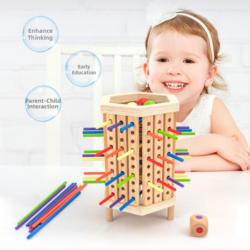 Tarpvalstybiniai vaikų medinių pagaliukų žaidimai kūdikiams, lavinamųjų kauliukų spalvos, tėvų ir vaikų interaktyvūs matematikos Montessori mediniai žaislai
