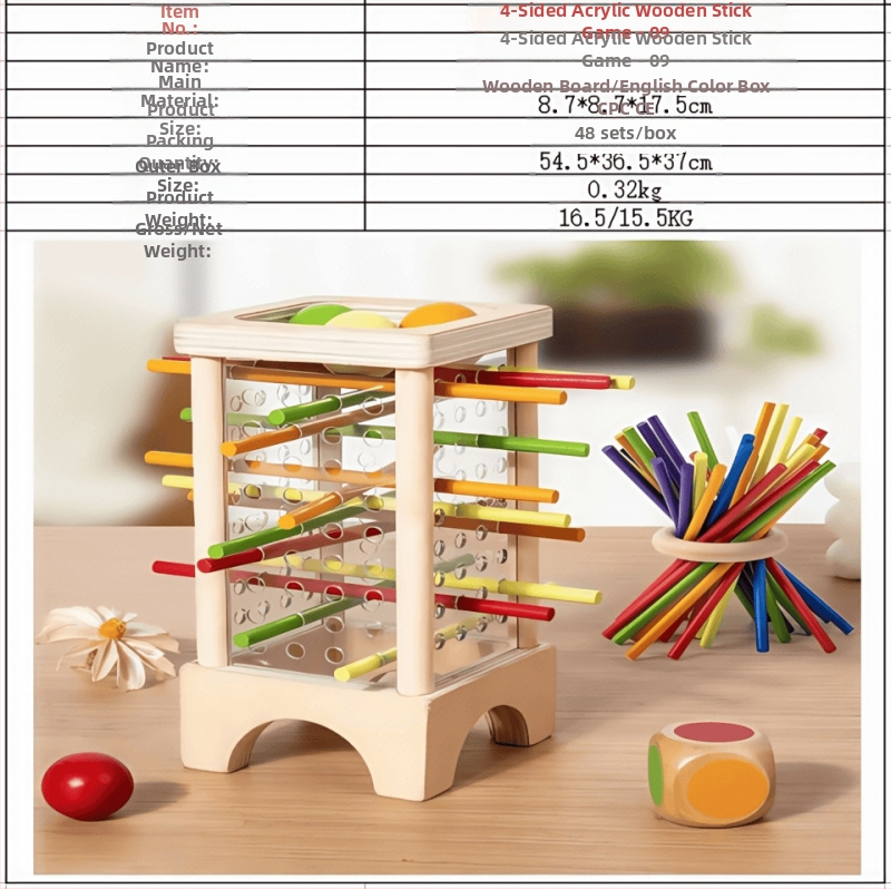 Tarpvalstybiniai vaikų medinių pagaliukų žaidimai kūdikiams, lavinamųjų kauliukų spalvos, tėvų ir vaikų interaktyvūs matematikos Montessori mediniai žaislai