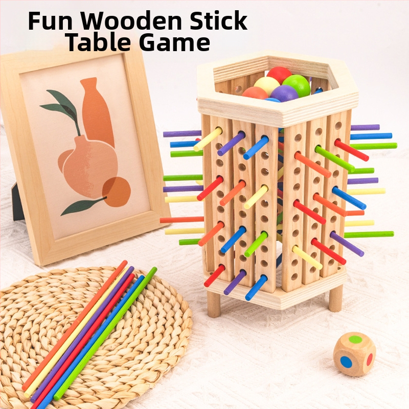 Tarpvalstybiniai vaikų medinių pagaliukų žaidimai kūdikiams, lavinamųjų kauliukų spalvos, tėvų ir vaikų interaktyvūs matematikos Montessori mediniai žaislai