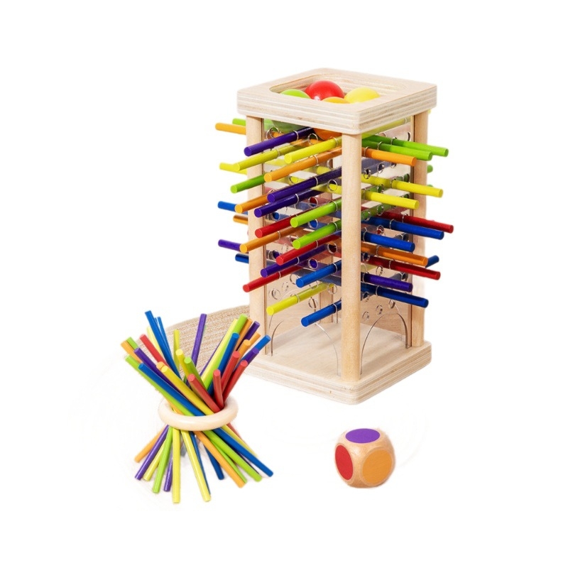Tarpvalstybiniai vaikų medinių pagaliukų žaidimai kūdikiams, lavinamųjų kauliukų spalvos, tėvų ir vaikų interaktyvūs matematikos Montessori mediniai žaislai