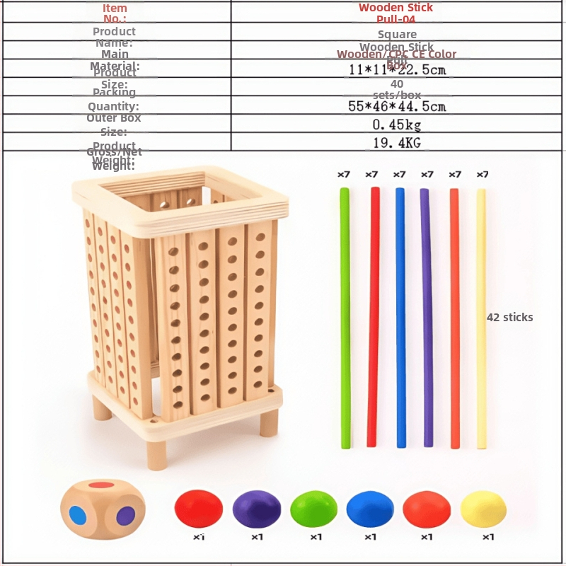 Tarpvalstybiniai vaikų medinių pagaliukų žaidimai kūdikiams, lavinamųjų kauliukų spalvos, tėvų ir vaikų interaktyvūs matematikos Montessori mediniai žaislai