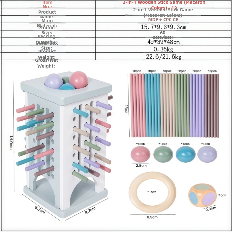 Tarpvalstybiniai vaikų medinių pagaliukų žaidimai kūdikiams, lavinamųjų kauliukų spalvos, tėvų ir vaikų interaktyvūs matematikos Montessori mediniai žaislai