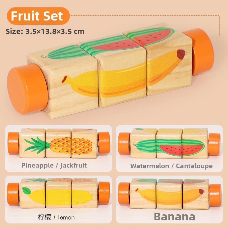 Bērnu koka dzīvnieku rotējošas puzles trīsdimensiju celtniecības klucīši bērnudārzam mazuļa roku un acu koordinācijas apmācībai, izglītojošas rotaļlietas
